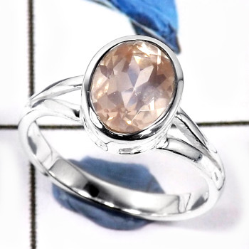 Rose Quartz Cut D - CMJ837-Solid 925 Sterling Silver Superb Cut Gemstone Light Weight Ring