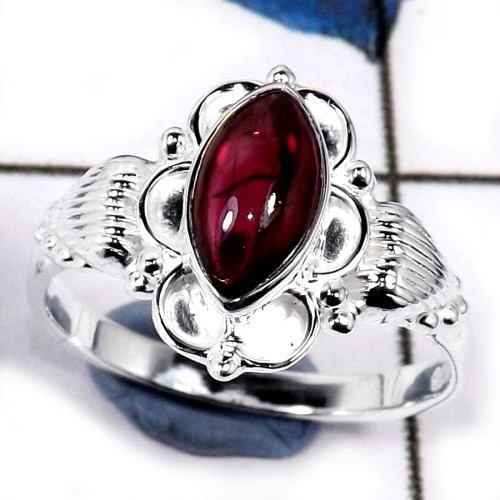 Garnet Cab F - CMJ835-Natural Cabochon Semiprecious Gemstone Light Weight 925 Sterling Silver