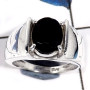 Black Onyx Cut C - SCR794-Indian Factory Made Cut Gemstone 925 Sterling Silver Casting Ring