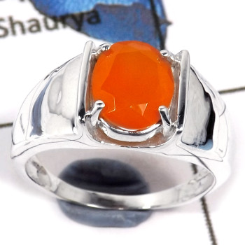Carnelian Cut E - SCR794-Indian Factory Made Cut Gemstone 925 Sterling Silver Casting Ring
