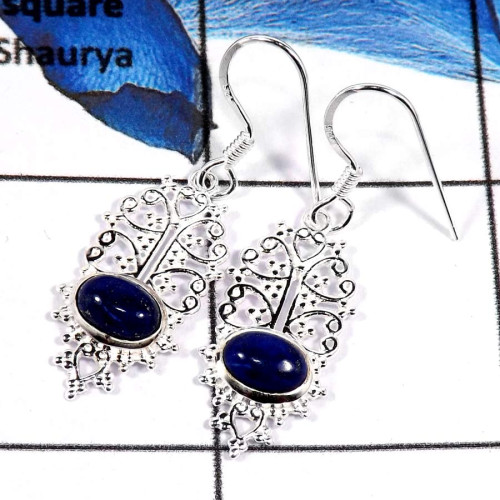 Lapis Cab A - CES944-Latest Casting Design 925 Sterling Silver Earrings Stunning Cabochon Gemstone Lapis Cab A - CES944-Latest Casting Design 925 Sterling Silver Earrings Stunning Cabochon Gemstone