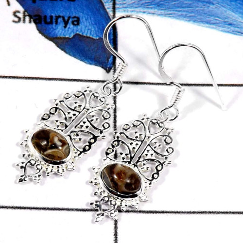Turtella Jasper Cab C - CES944-Latest Casting Design 925 Sterling Silver Earrings Stunning Cabochon Gemstone Turtella Jasper Cab C - CES944-Latest Casting Design 925 Sterling Silver Earrings Stunning Cabochon Gemstone