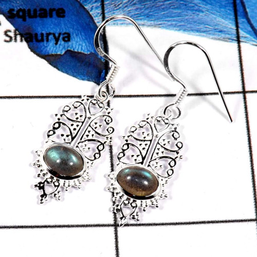 Labradorite Cab E - CES944-Latest Casting Design 925 Sterling Silver Earrings Stunning Cabochon Gemstone Labradorite Cab E - CES944-Latest Casting Design 925 Sterling Silver Earrings Stunning Cabochon Gemstone