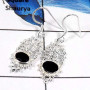 Black Onyx Cut C - CES943-Gorgeous Pretty Look Cut Gemstone Casting Earrings 925 Sterling Silver