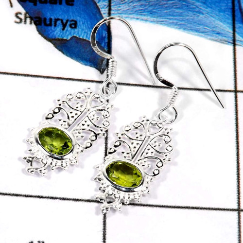 Peridot Cut D - CES943-Gorgeous Pretty Look Cut Gemstone Casting Earrings 925 Sterling Silver Peridot Cut D - CES943-Gorgeous Pretty Look Cut Gemstone Casting Earrings 925 Sterling Silver