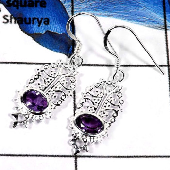 Amethyst Cut E - CES943-Gorgeous Pretty Look Cut Gemstone Casting Earrings 925 Sterling Silver Amethyst Cut E - CES943-Gorgeous Pretty Look Cut Gemstone Casting Earrings 925 Sterling Silver