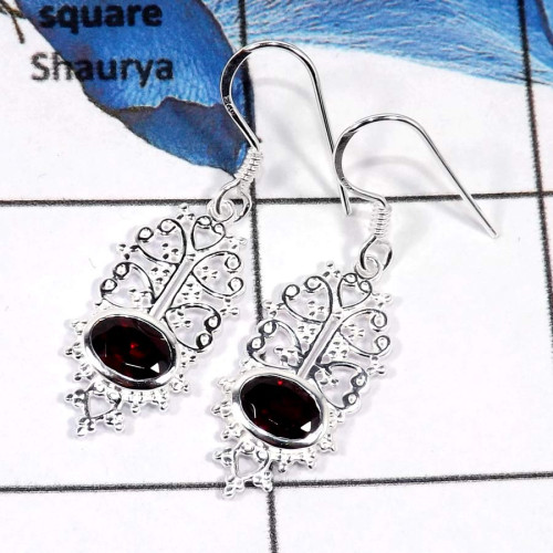 Garnet Cut F - CES943-Gorgeous Pretty Look Cut Gemstone Casting Earrings 925 Sterling Silver Garnet Cut F - CES943-Gorgeous Pretty Look Cut Gemstone Casting Earrings 925 Sterling Silver