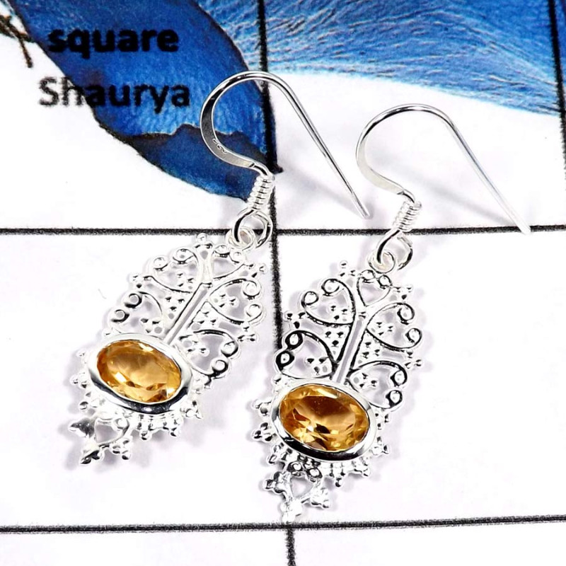 Citrine Cut G - CES943-Gorgeous Pretty Look Cut Gemstone Casting Earrings 925 Sterling Silver Citrine Cut G - CES943-Gorgeous Pretty Look Cut Gemstone Casting Earrings 925 Sterling Silver