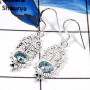 Blue Topaz Cut H - CES943-Gorgeous Pretty Look Cut Gemstone Casting Earrings 925 Sterling Silver