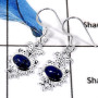 Lapis Cab B - CES940-Natural Cab & Cut Gemstone Casting Earrings 925 Sterling Silver