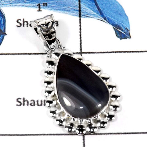 Botswana Agate Cab D - SD515-Party Look Cab Gemstone 925 Sterling Silver Designer Pendant