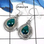 Chrysocolla Cab B - SDE664-Newly Handmade Cab & Cut Gemstone Designer Earrings 925 Sterling Silver
