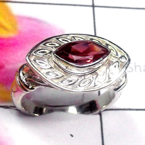Garnet cut C - SCR994-Sterling Silver Semiprecious Gemstone Ring