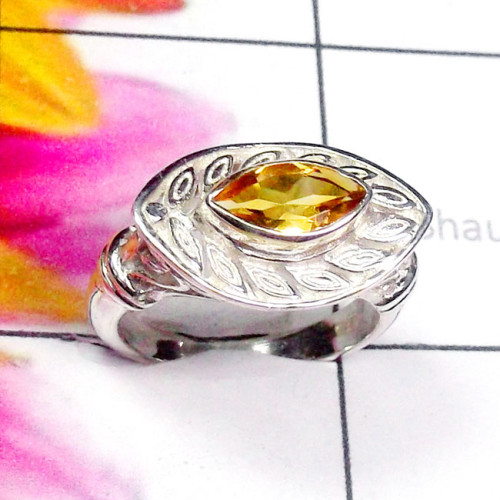 Citrine D - SCR994-Sterling Silver Semiprecious Gemstone Ring