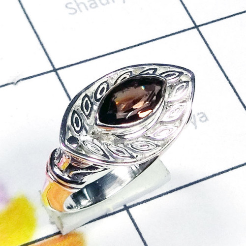 Smokey E - SCR994-Sterling Silver Semiprecious Gemstone Ring