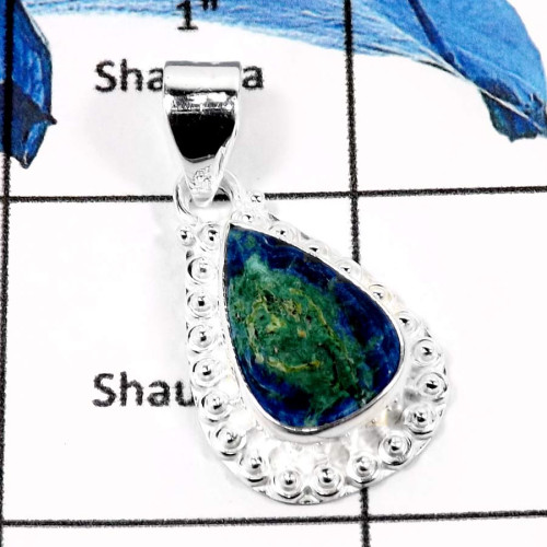 Azurite Cab I - CMJ827-Gorgeous Cabochon Gemstone 925 Sterling Silver Designer Pendant