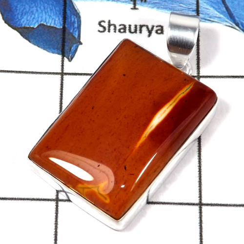 Mookaite Cab E - ISP611-Solid 925 Sterling Silver Natural Mookaite Gemstone Plain Setting Pendant