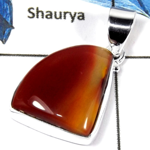 Mookaite Cab O - ISP611-Solid 925 Sterling Silver Natural Mookaite Gemstone Plain Setting Pendant