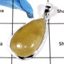 Golden Rutile Cab D - ISP609-Natural Golden Rutile Gemstone Plain Setting Pendant 925 Sterling Silver
