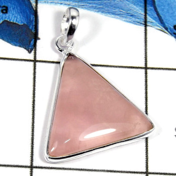 Rose Quartz Cab O - BPS898-Exclusive Bezel Design Cabochon Gemstone 925 Sterling Silver Pendant