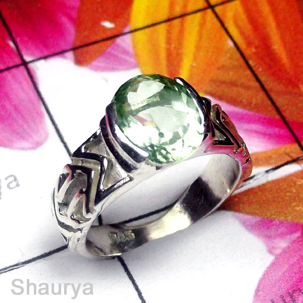 Green Amethyst A - SCR991-Natural Gemstone 925 Sterling Silver Ring Green Amethyst A - SCR991-Natural Gemstone 925 Sterling Silver Ring