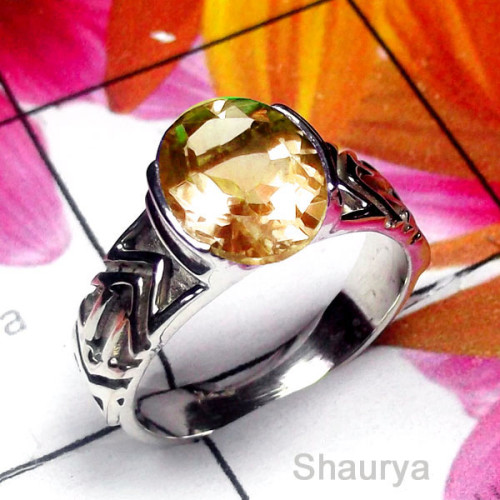 Citrine B - SCR991-Natural Gemstone 925 Sterling Silver Ring