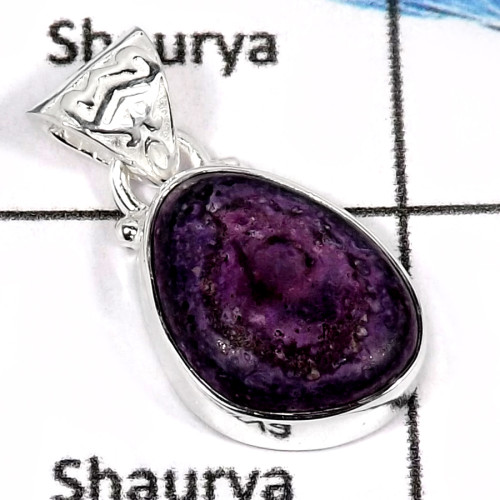 Charoite Cab D - CMJ817-Indian Factory Made Cab Gemstone Pendant Solid 925 Sterling Silver