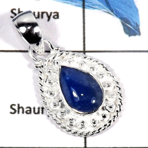 Tanzanite Cab K - CMJ817-Indian Factory Made Cab Gemstone Pendant Solid 925 Sterling Silver