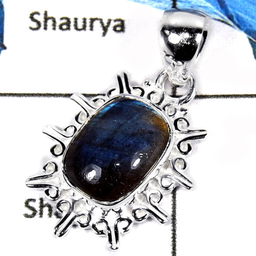 Labradorite Cab H - CMJ814-Pretty Look Cabochon Gemstone 925 Sterling Silver Handmade Pendant