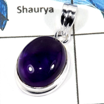 Amethyst Cab E - CMJ812-Gorgeous Semiprecious Gemstone Solid 925 Sterling Silver Pendant