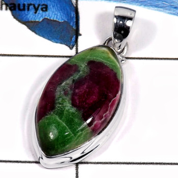 Ruby Zoisite Cab G - CMJ811-Indian Company Made Cabchon Gemstone Pendant 925 Sterling Silver