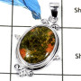 Unakite Cab D - CMJ809-Solid 925 Sterling Silver Party Look Cabochon Gemstone Pendant