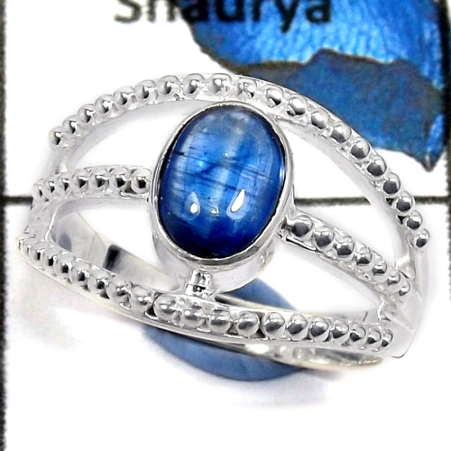 kyanite Cab B - CMJ805-Party Look Cab Gemstone Solid 925 Sterling Silver Wholesale Ring