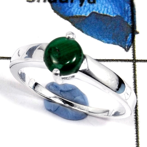 Malachite Cab C - CMJ805-Party Look Cab Gemstone Solid 925 Sterling Silver Wholesale Ring