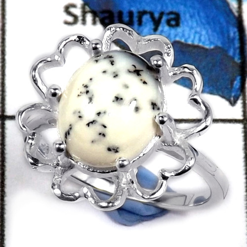 Dendrite Agate Cab E - CMJ805-Party Look Cab Gemstone Solid 925 Sterling Silver Wholesale Ring