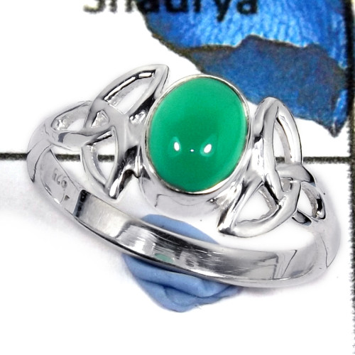 Green Onyx Cab F - CMJ805-Party Look Cab Gemstone Solid 925 Sterling Silver Wholesale Ring