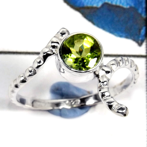 Peridot Cut O - CMJ804-Handmade Design Cut Gemstone Solid 925 Sterling Silver Ring