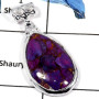Purple Copper Turquoise Cab C - BPS892-Awesome Cab Gemstone 925 Sterling Silver Bezel Setting Pendant