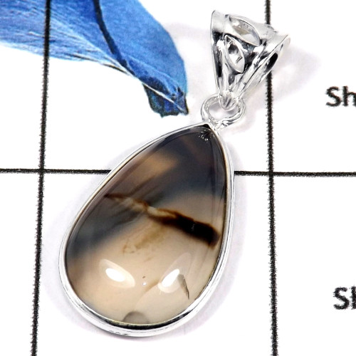Banded Onyx Cab E - BPS892-Awesome Cab Gemstone 925 Sterling Silver Bezel Setting Pendant