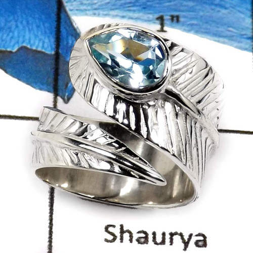 Blue Topaz B - SCR784-Faceted Cut Fabulous Designer Casting Rings 925 Sterling Silver