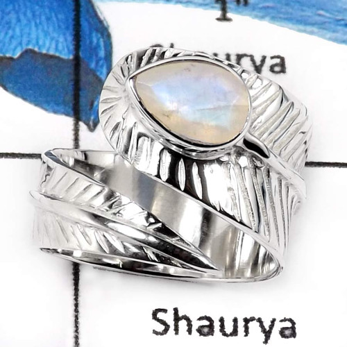 Rainbow Moonstone C - SCR784-Faceted Cut Fabulous Designer Casting Rings 925 Sterling Silver