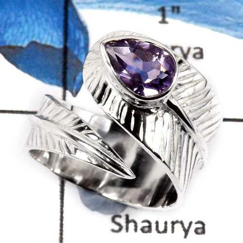 Amethyst Cut F - SCR784-Faceted Cut Fabulous Designer Casting Rings 925 Sterling Silver