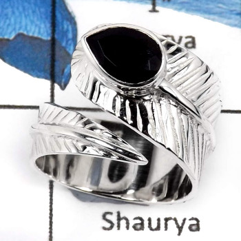 Black Onyx Cut H - SCR784-Faceted Cut Fabulous Designer Casting Rings 925 Sterling Silver Black Onyx Cut H - SCR784-Faceted Cut Fabulous Designer Casting Rings 925 Sterling Silver