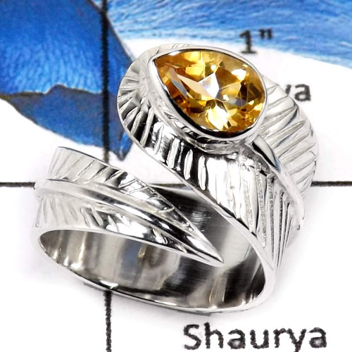 Citrine Cut O - SCR784-Faceted Cut Fabulous Designer Casting Rings 925 Sterling Silver