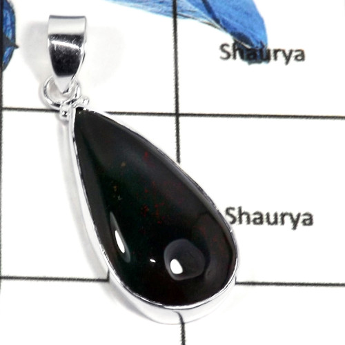 Bloodstone Cab B - CMJ796-Semiprecious Cab Gemstone 925 Sterling Silver Wholesale Pendant