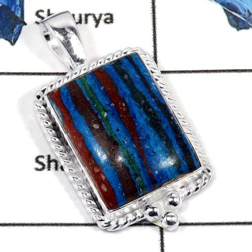 Rainbow Calsilica Cab C - CMJ793-Gorgeous Cabochon Gemstone Designer Pendant 925 Sterling Silver