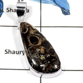 Turtella Jasper Cab B - CMJ792-Solid 925 Sterling Silver Party Look Cabochon Gemstone Pendant Turtella Jasper Cab B - CMJ792-Solid 925 Sterling Silver Party Look Cabochon Gemstone Pendant