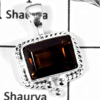 Smokey Cut C - CMJ791-Stunning Cut Gemstone Solid 925 Sterling Silver Wholesale Pendant