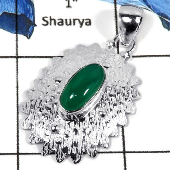 Green Onyx Cab O - CMJ788-Newly Handmade Design Cab Gemstone 925 Sterling Silver Pendant