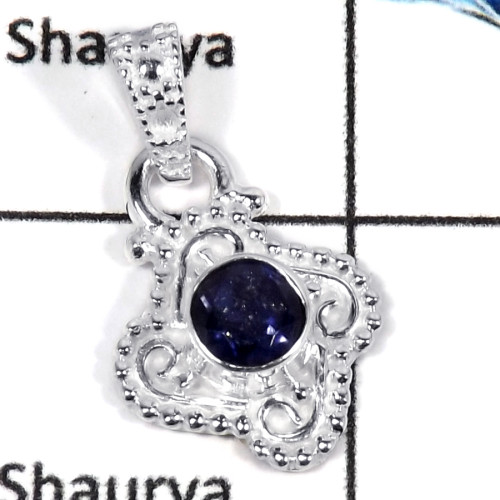 Iolite Cut G - CMJ785-Amazing Natural Cut Gemstone Solid 925 Sterling Silver Pendant